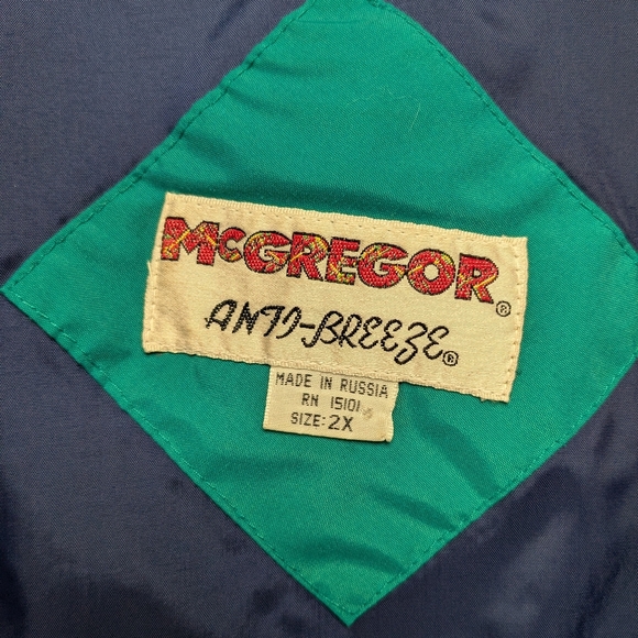 Vintage McGregor Anti-Breeze Windbreaker Jacket Blue/Teal Fold Out Hood Size 2XL - Picture 9 of 10